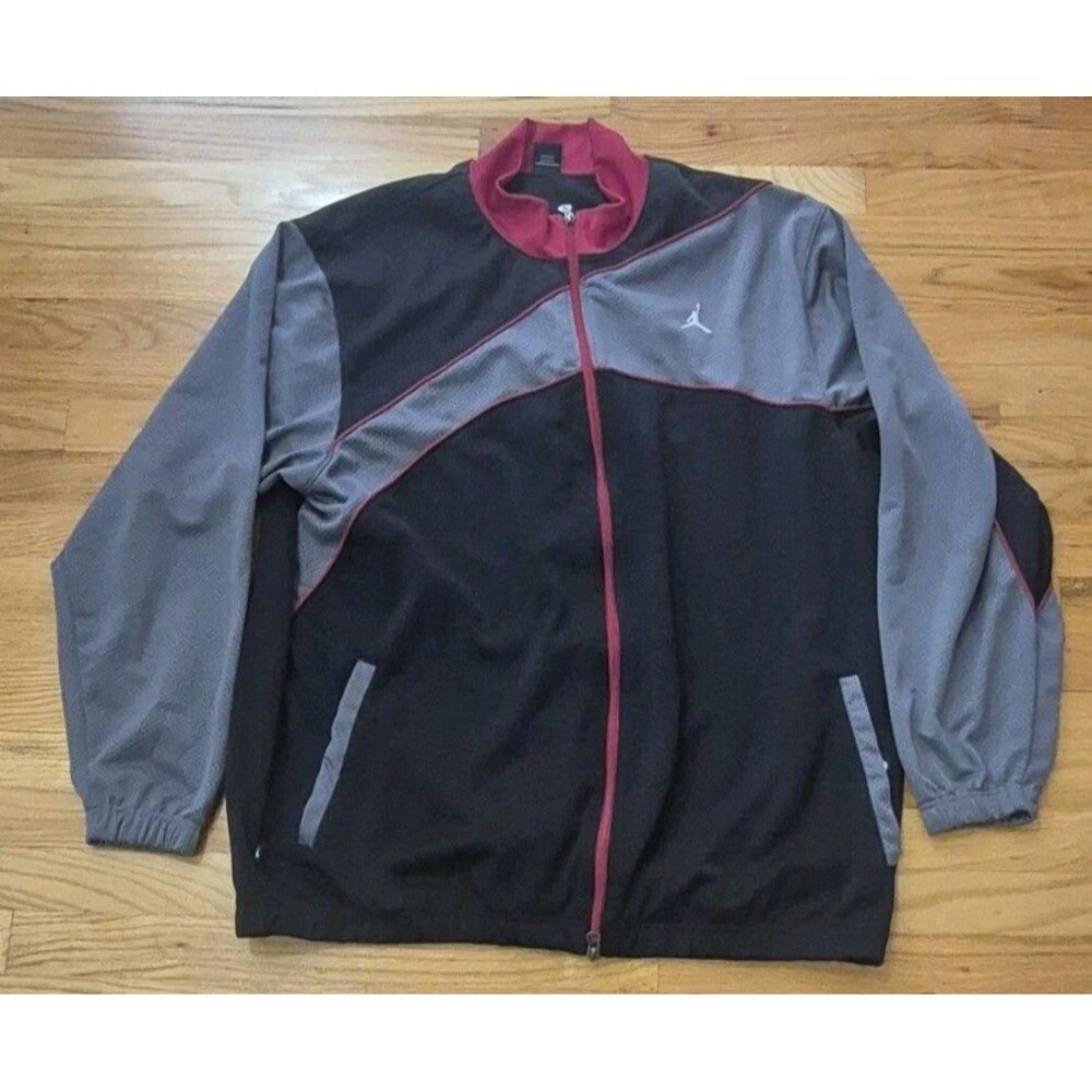 Nike Air Jordan Track Jacket Men XXL Black Gray Red Full Zip 20th Anniversary
